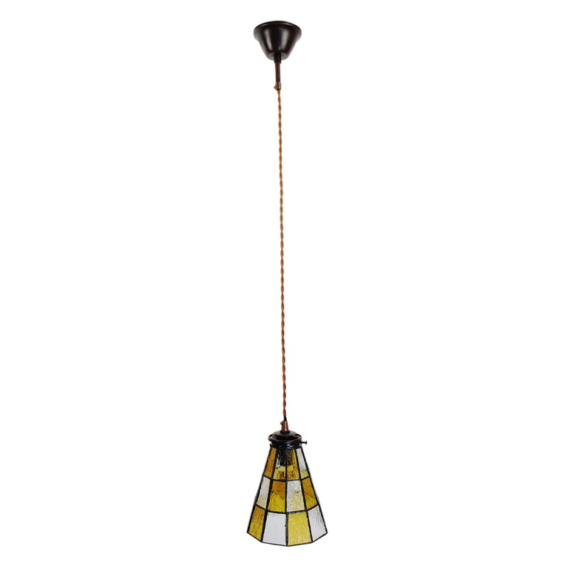 LumiLamp Lampada a Sospensione Tiffany Ø 15x115 cm  Giallo Marrone  Vetro Metallo