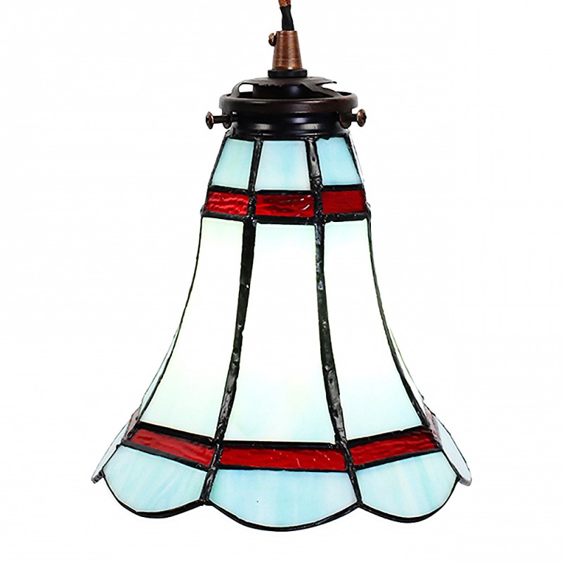 LumiLamp Hanglamp Tiffany  Ø 15x115 cm  Blauw Rood Glas Metaal Rond