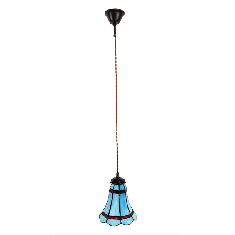 LumiLamp Lampada a Sospensione Tiffany Ø 15x115 cm  Blu Rosso  Vetro Metallo Rotondo