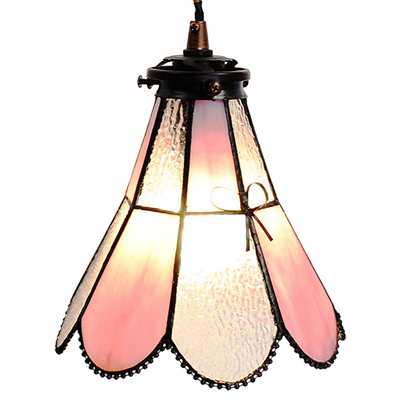 LumiLamp Pendant Lamp Tiffany Ø 18x90 cm Pink Glass Metal
