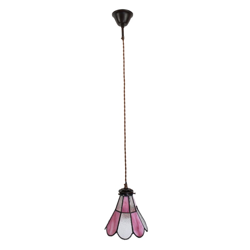 LumiLamp Hanglamp Tiffany  Ø 18x90 cm Roze Glas Metaal