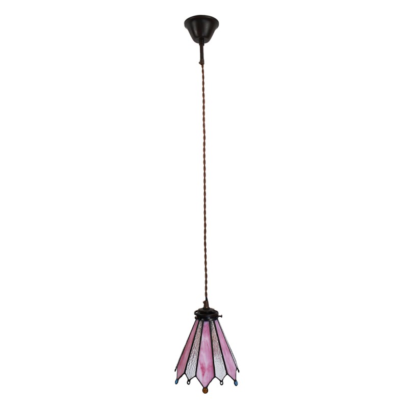LumiLamp Hanglamp Tiffany  Ø 18x90 cm Roze Glas Metaal Rond