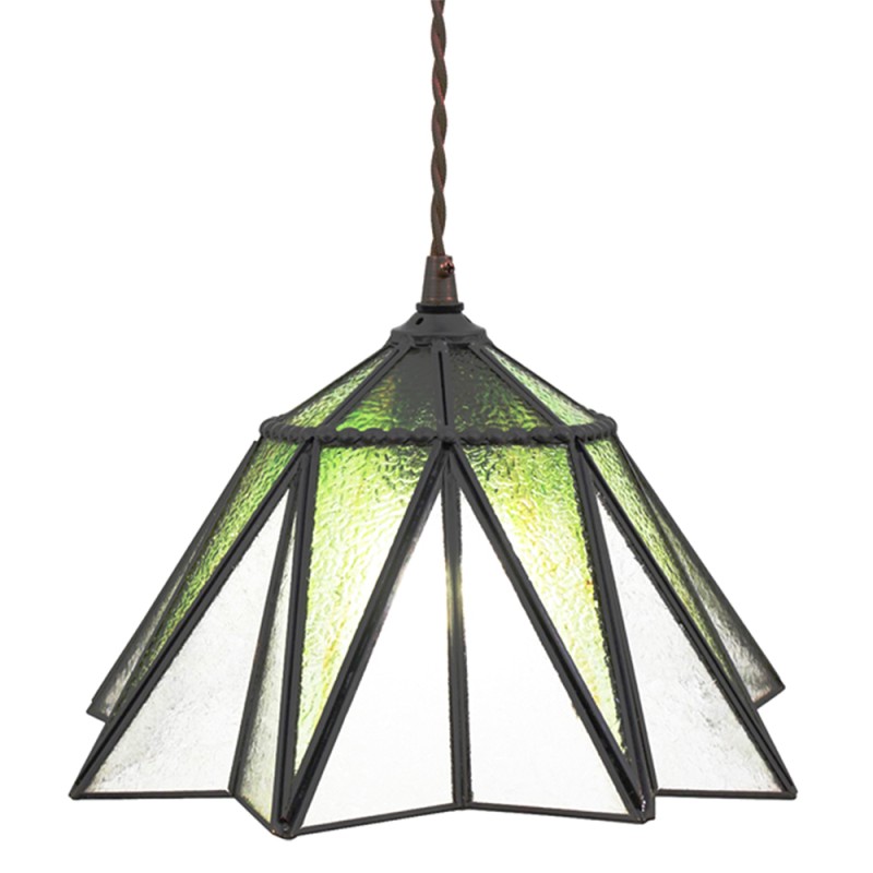 LumiLamp Pendant Lamp Tiffany Ø 31x107 cm  Green Glass Metal Hexagon