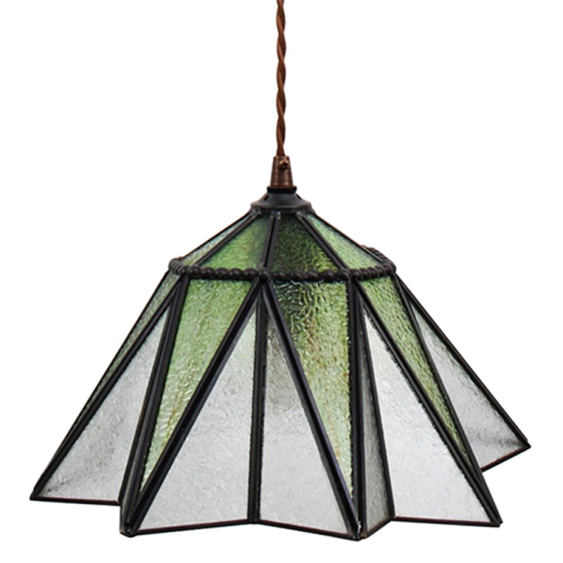 LumiLamp Hanglamp Tiffany  Ø 31x107 cm  Groen Glas Metaal Zeshoek
