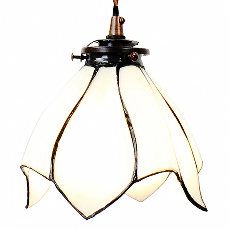LumiLamp Lampes à suspension Tiffany Ø 18x115 cm  Blanc Marron Verre Métal