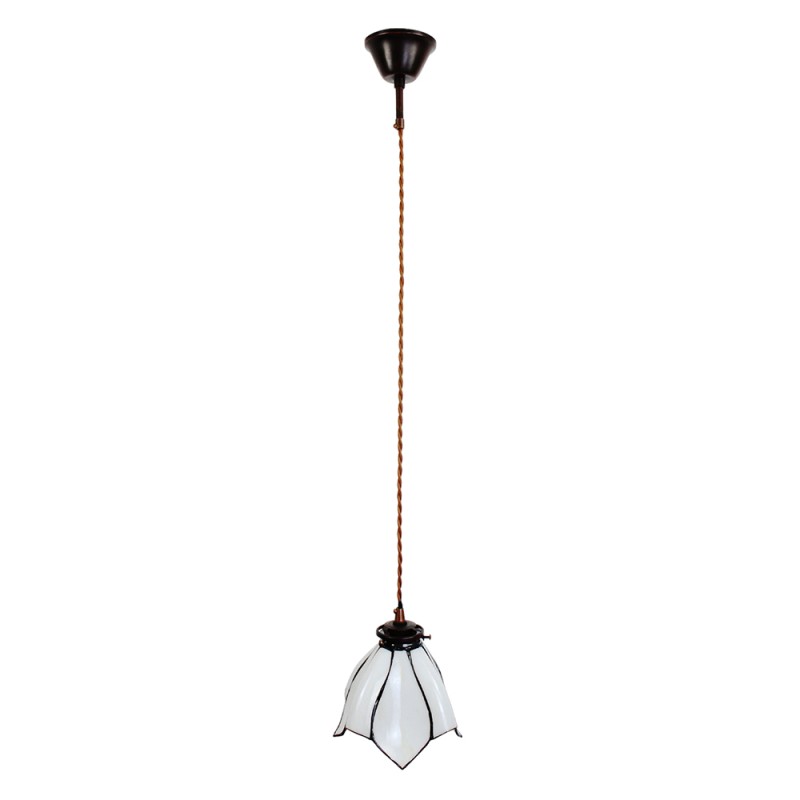 LumiLamp Hanglamp Tiffany  Ø 18x115 cm  Wit Bruin Glas Metaal