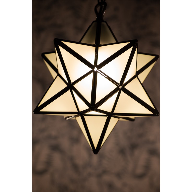 LumiLamp Hanglamp Tiffany  Ø 31x31 cm Wit Glas Metaal