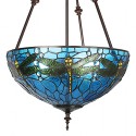 LumiLamp Hanglamp Tiffany  Ø 41x170cm  Blauw Groen Metaal Glas Libelle