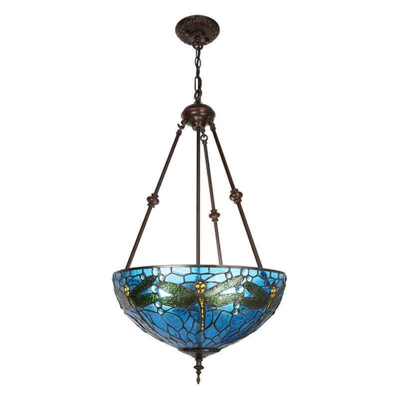 LumiLamp Lampes à suspension Tiffany Ø 41x170cm  Bleu Vert Métal Verre Libellule