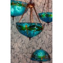 LumiLamp Hängelampe Tiffany Ø 41x170cm  Blau Grün Metall Glas Libelle
