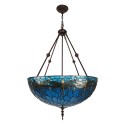 LumiLamp Hanglamp Tiffany  Ø 61x190 cm  Blauw Groen Metaal Glas Libelle