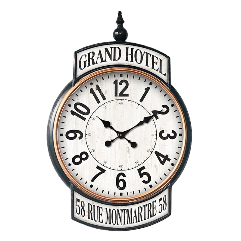 Clayre & Eef Horloge mural 62x93 cm Blanc Fer Grand Hotel