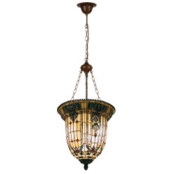 LumiLamp Hanglamp Tiffany 5LL-5307 Ø 41*126 cm E27/max 3*60W Beige Bruin Metaal Glas Hanglamp Eettafel