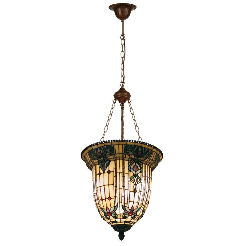 LumiLamp Lampes à suspension Tiffany Ø 41x126 cm Beige Marron Métal Verre