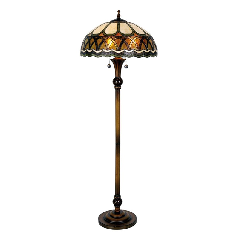 2LumiLamp Floor Lamp Tiffany Ø 56x164 cm  Brown Beige Glass