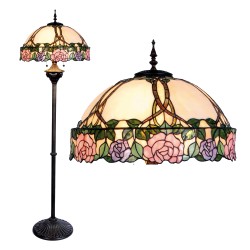 LumiLamp Lampada da Terra Tiffany Ø 50*164 cm E27/max 3*60W Verde, Rosa  Vetro Colorato  Semicerchio