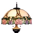 2LumiLamp Tiffany Stehlampe 5LL-5612 Ø 50*164 cm  Rosa Grün Glas Halbrund Rosen Stehender Lampe Stand Lampe