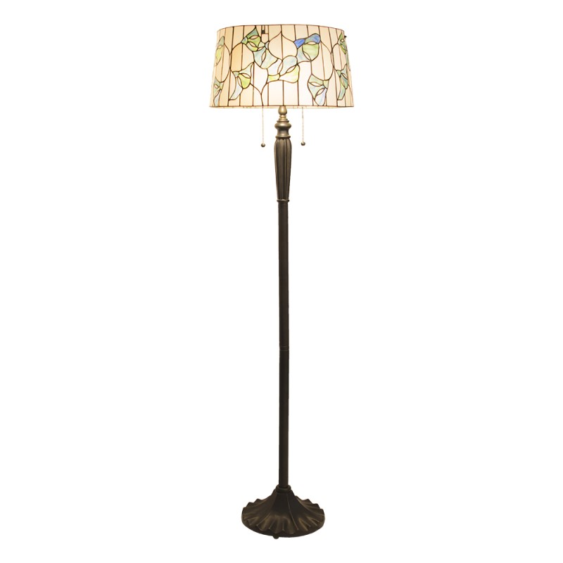 2LumiLamp Lampada da Terra Tiffany 5LL-5944 Ø 45*153 cm E27/max 2*60W Beige, Verde Vetro Colorato  Lampada da Terra