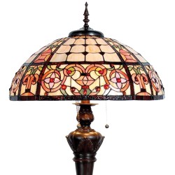 LumiLamp Lampada da Terra Tiffany Ø 57x166 cm  Beige, Rosso  Vetro Colorato  Semicerchio