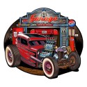 Clayre & Eef Targhetta con testo 50x43 cm Rosso Ferro Auto Garage