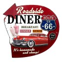 Clayre & Eef Plaque de texte 56x54 cm Rouge Fer Voiture Route 66