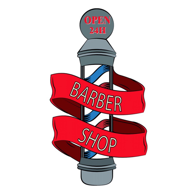 Clayre & Eef Text Sign 33x60 cm Red Iron Barber