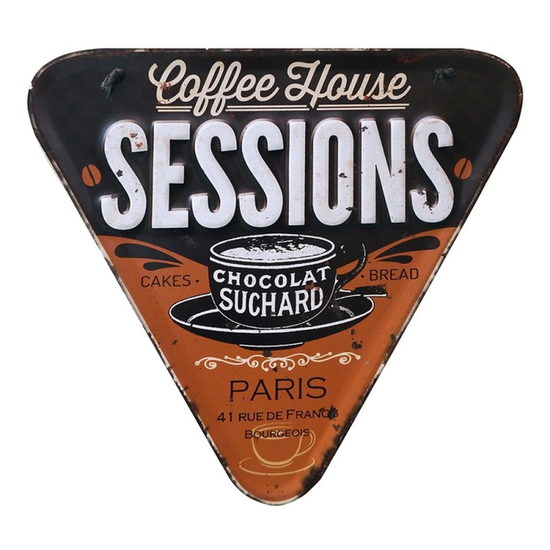 Clayre & Eef Text Sign 40x37 cm Black Brown Iron Coffee