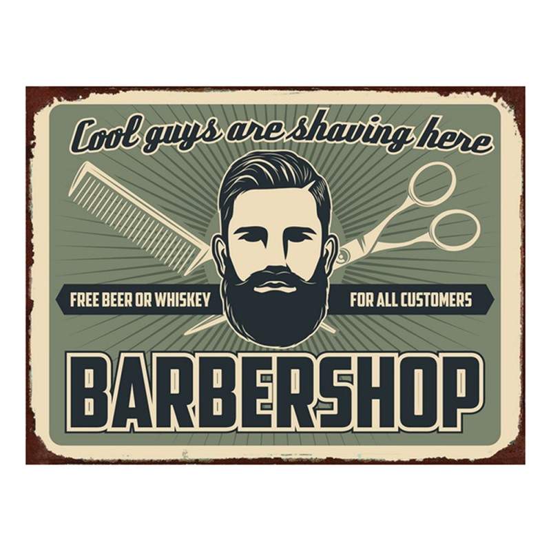 Clayre & Eef Tekstbord  33x25 cm Groen Ijzer Barber