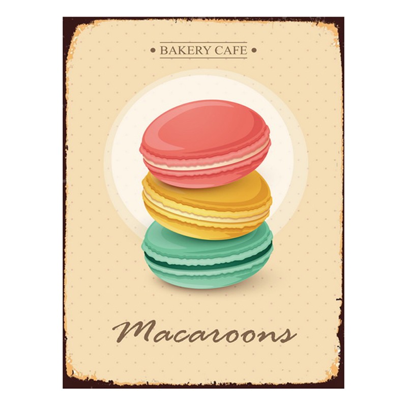 Clayre & Eef Plaque de texte 25x33 cm Beige Fer Macarons Bakery