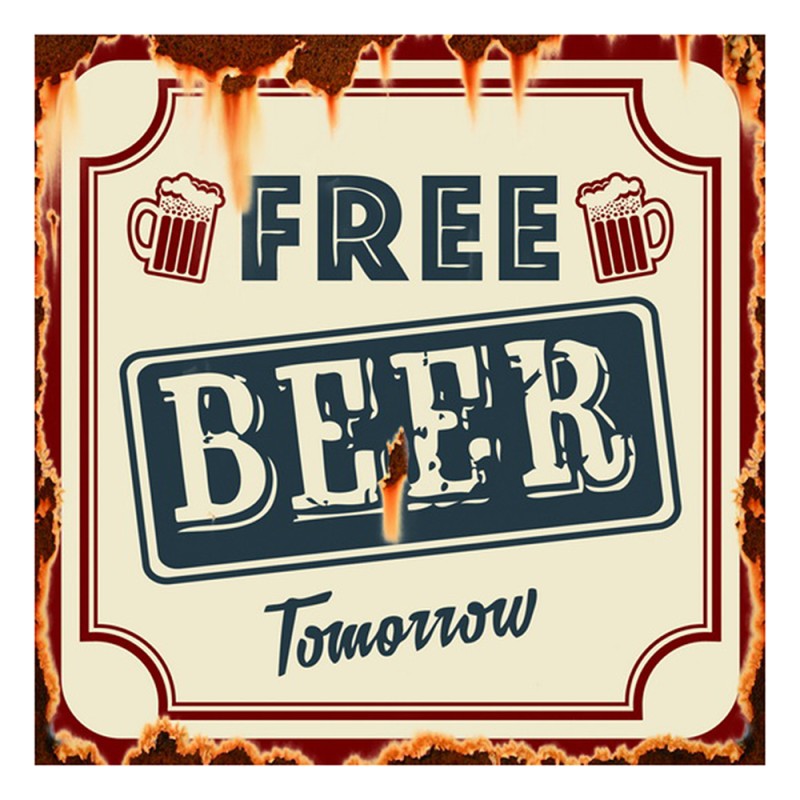 Clayre & Eef Text Sign 30x30 cm Brown Beige Iron Beer