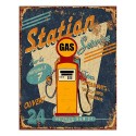 Clayre & Eef Tekstbord  25x33 cm Geel Ijzer Benzinepomp Garage