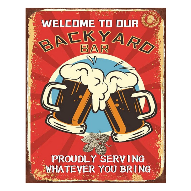 Clayre & Eef Text Sign 20x25 cm Red Iron Beer