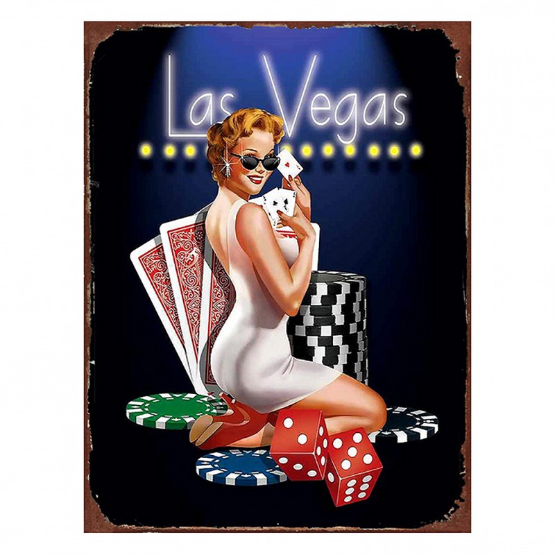 Clayre & Eef Plaque de texte 25x33 cm Noir Fer Las Vegas