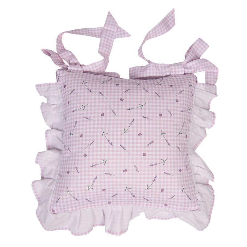Clayre & Eef Kissenbezug für Stuhlkissen 40x40 cm Violett Weiß Baumwolle Quadrat Lavendel