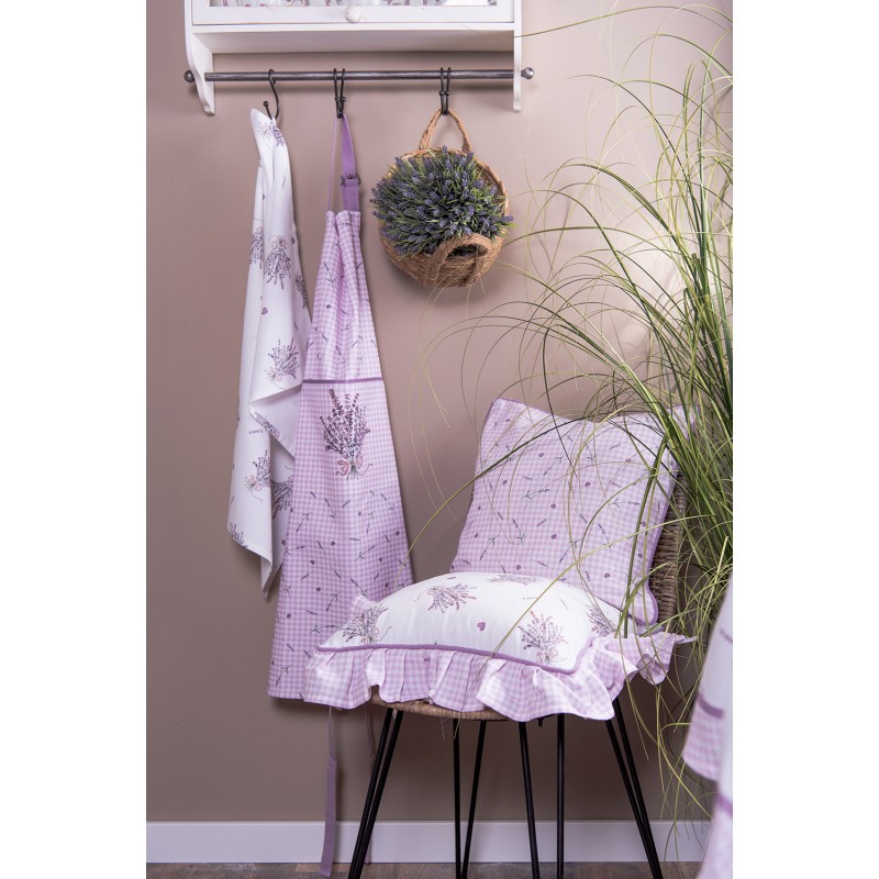 Clayre & Eef Federa per cuscino sedile 40x40 cm Bianco Viola Cotone  Quadrato Coniglio lavanda