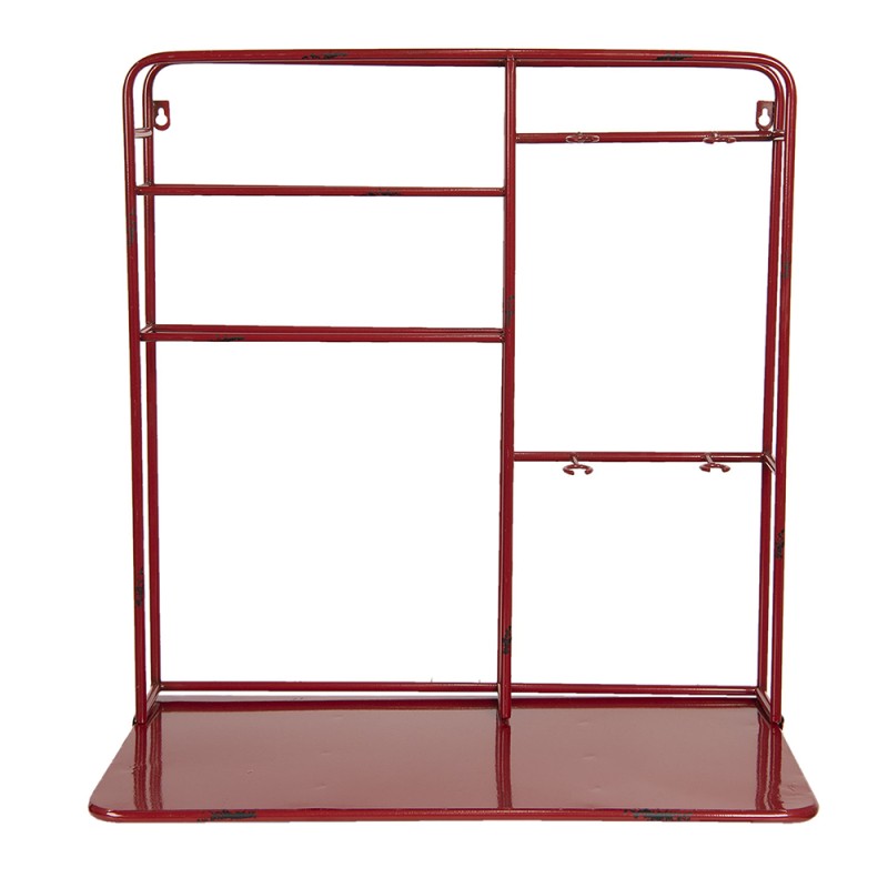 Clayre & Eef Wall Rack 59x33x63 cm Red Iron Rectangle