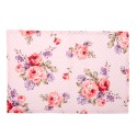 Clayre & Eef Placemats Set van 6  48x33 cm Roze Paars Katoen Rechthoek Rozen