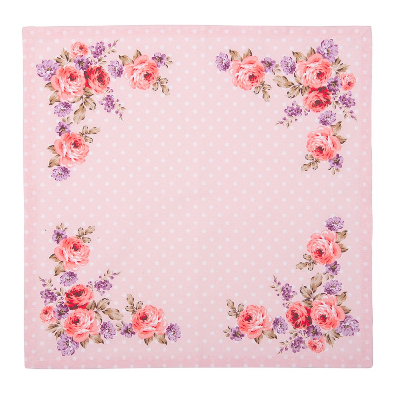 Clayre & Eef Serviettes Coton set de 6 40x40 cm Rose Violet Coton Carré Roses