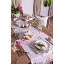 Clayre & Eef Tischsets 6er Set 48x33 cm Weiß Rosa Baumwolle Rechteck Kaninchen Blumen