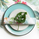 Clayre & Eef Placemats Set van 6  48x33 cm Wit Groen Katoen Rechthoek Jungle Botanics