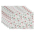 Clayre & Eef Tischsets 6er Set 48x33 cm Weiß Rot Baumwolle Rechteck Erdbeeren
