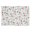Clayre & Eef Placemats Set of 6 48x33 cm White Red Cotton Rectangle Strawberries
