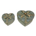 Clayre & Eef Boîte de rangement set de 2 Gris Métal En forme de coeur