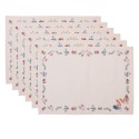 Clayre & Eef Sets de table set de 6 50x35 cm Beige Bleu Coton Rectangle Poulet et coq