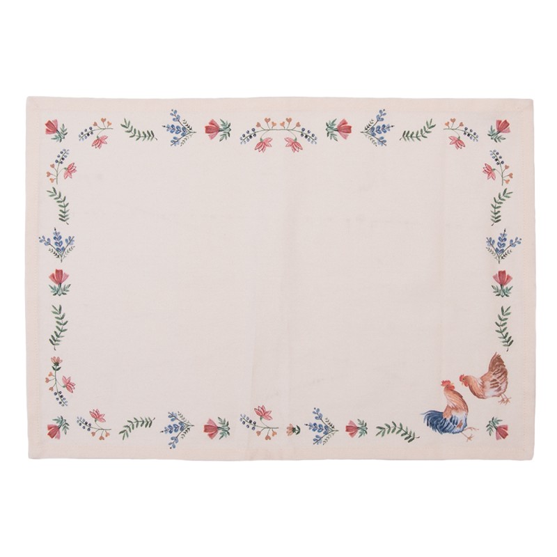 Land van staatsburgerschap Tahiti Mooie jurk Clayre & Eef Placemats Set van 6 50x35 cm Beige Blauw Katoen Rechthoek Kip  en Haan