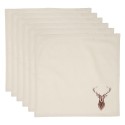 Clayre & Eef Servietten Baumwolle 6er Set 40x40 cm Beige Braun Baumwolle Quadrat Hirsch