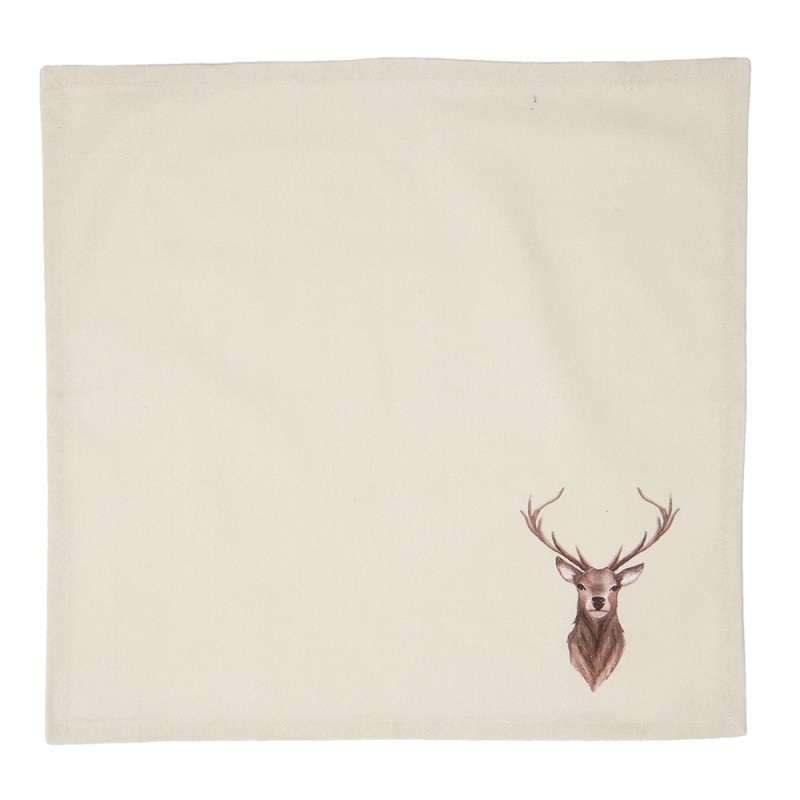 Clayre & Eef Napkins Cotton Set of 6 40x40 cm Beige Brown Cotton Square Deer