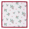 Clayre & Eef Napkins Cotton Set of 6 40x40 cm White Red Cotton Square Holly Leaves
