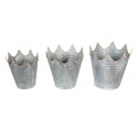 Clayre & Eef Pot de fleurs set de 3 Ø 29 Ø 26 Ø 22 cm Gris Métal Couronne