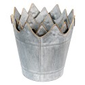 Clayre & Eef Planter Set of 3 Ø 29 Ø 26 Ø 22 cm Grey Metal Crown